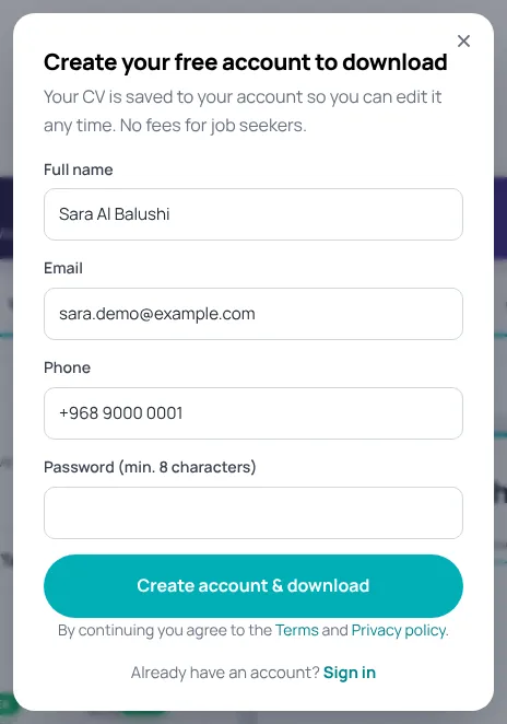 Create your free account to download window