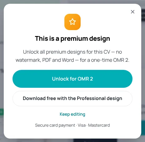 This is a premium design window with Unlock and Download free buttons