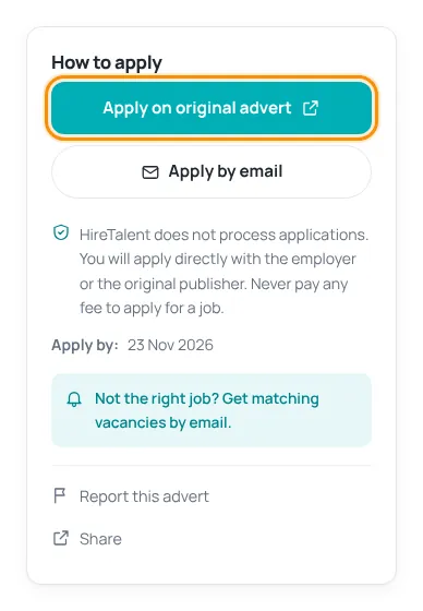 How to apply box with the Apply on original advert button highlighted