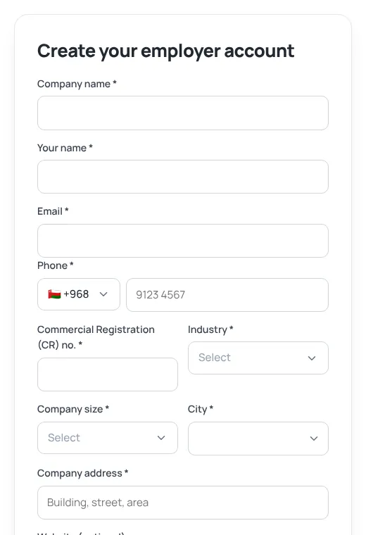Create your employer account form